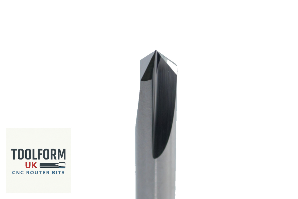 CNC router bit with Toolform UK branding on a white background